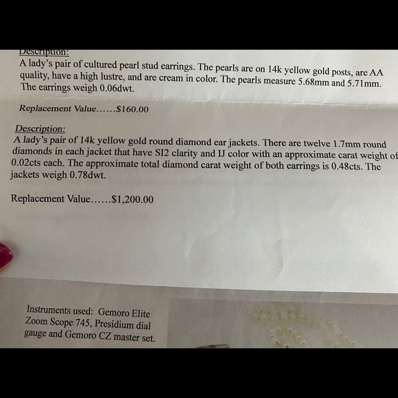 Diamond and Pearl Earrings - Picture 9 of 10